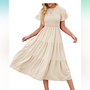 NWOT Cream Tiered Midi